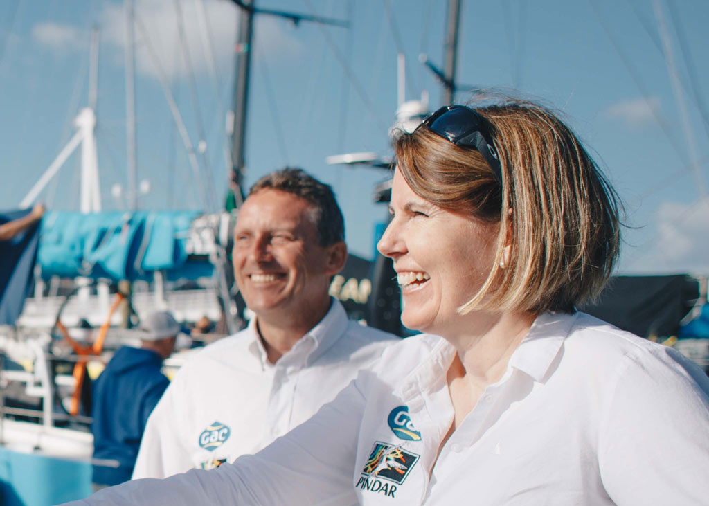 Image caption: Beth King in Auckland, New Zealand with colleague Richard Thorpe during the Volvo Ocean Race 2017-18. Photo credit: Atila Madrona