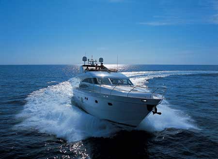 Motor yacht at speed