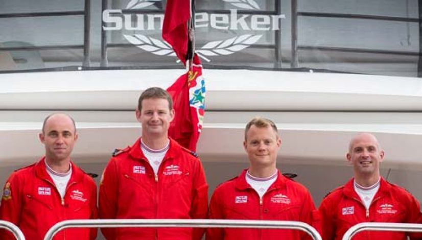 Red Arrows team on a Sunseeker at Monaco Yacht Show