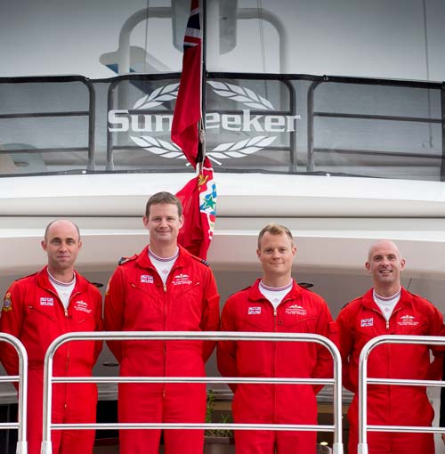 Red Arrows team on a Sunseeker at Monaco Yacht Show
