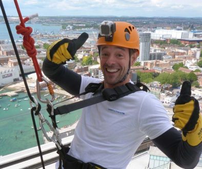 Simon White Theyachtmarket.com abseiling the Spinnaker Tower