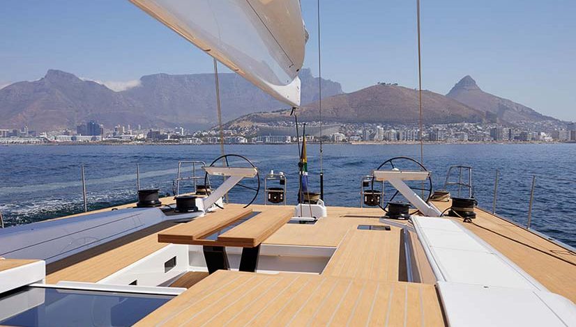 Flexiteek synthetic teak laid on deck of yacht