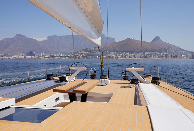 Flexiteek synthetic teak laid on deck of yacht