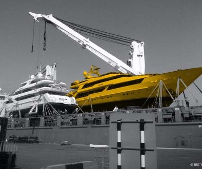 GAC Pindar and BBC Yacht Transport image of a superyacht on a ship